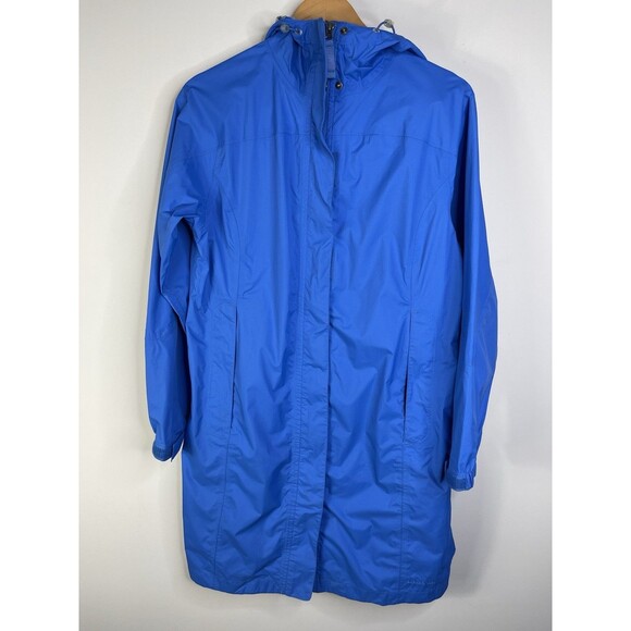 L.L. Bean Womens S Blue Long Rain Lined Coat Gorpcore Outdoors Minimalist